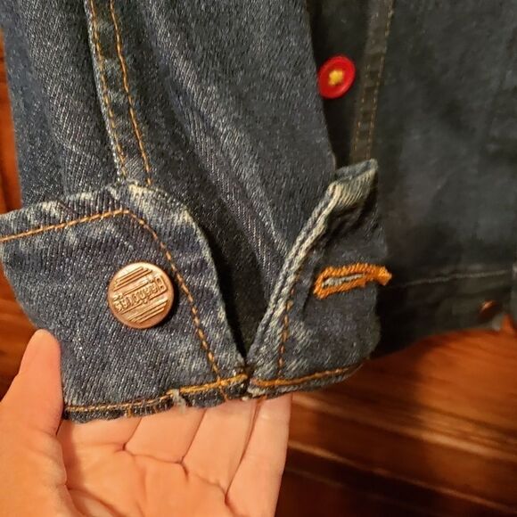 Vintage Denim Jacket Crochet Cross stitch Flowers - Picture 8 of 8